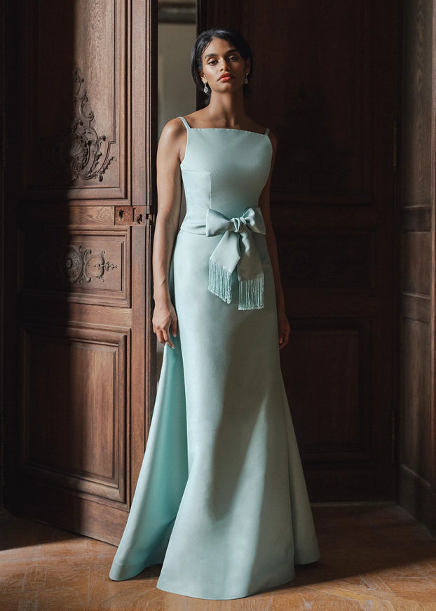 Anne Barge Mott Metallic Faille Pique Evening Gown