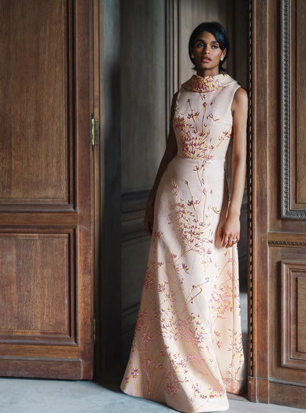 Anne Barge Wyndmoor Jacquard A-Line Evening Gown
