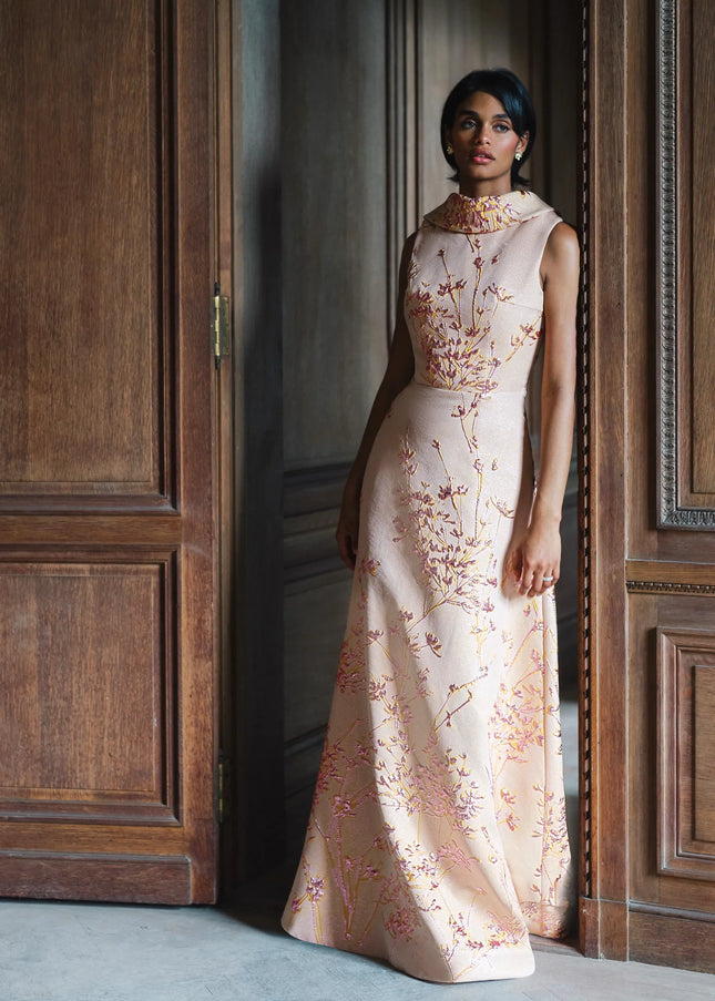 Anne Barge Wyndmoor Jacquard A-Line Evening Gown