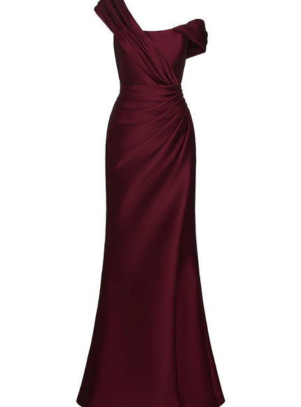 Anne Barge Conklin Asymmetric Pleated Evening Gown