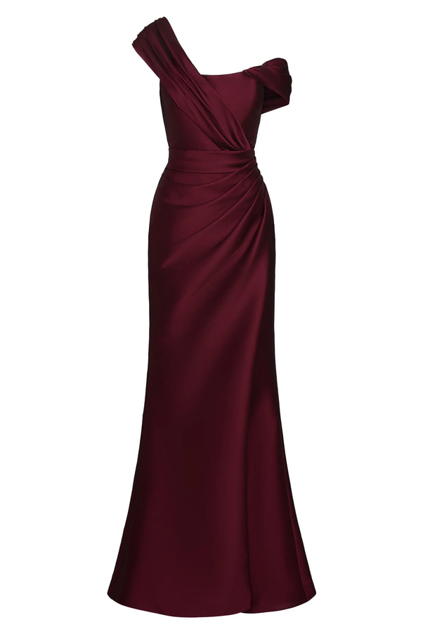 Anne Barge Conklin Asymmetric Pleated Evening Gown