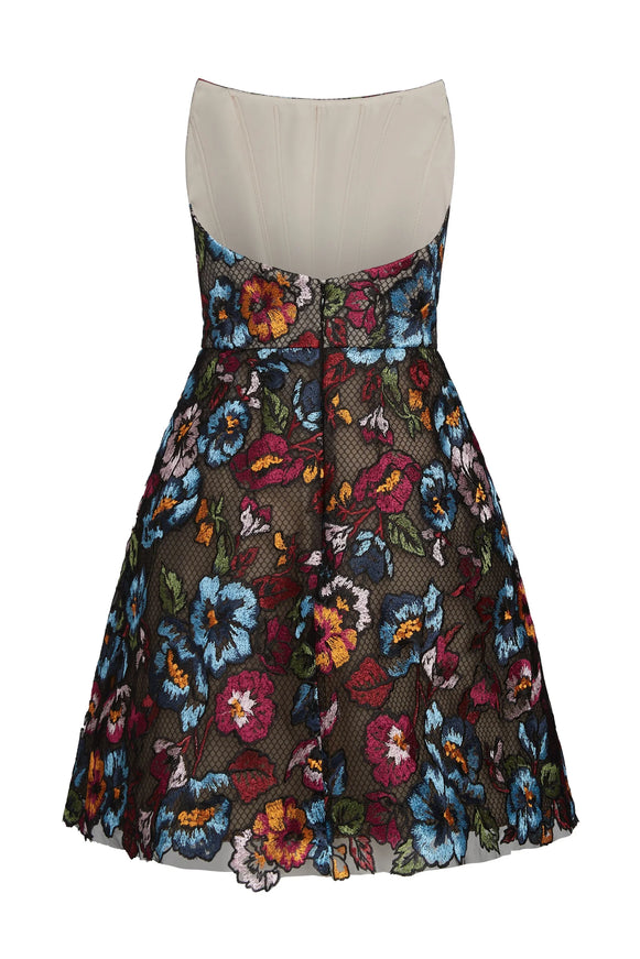 Anne Barge Duveen Floral Strapless Mini Dress