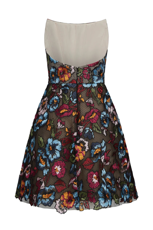 Anne Barge Duveen Floral Strapless Mini Dress