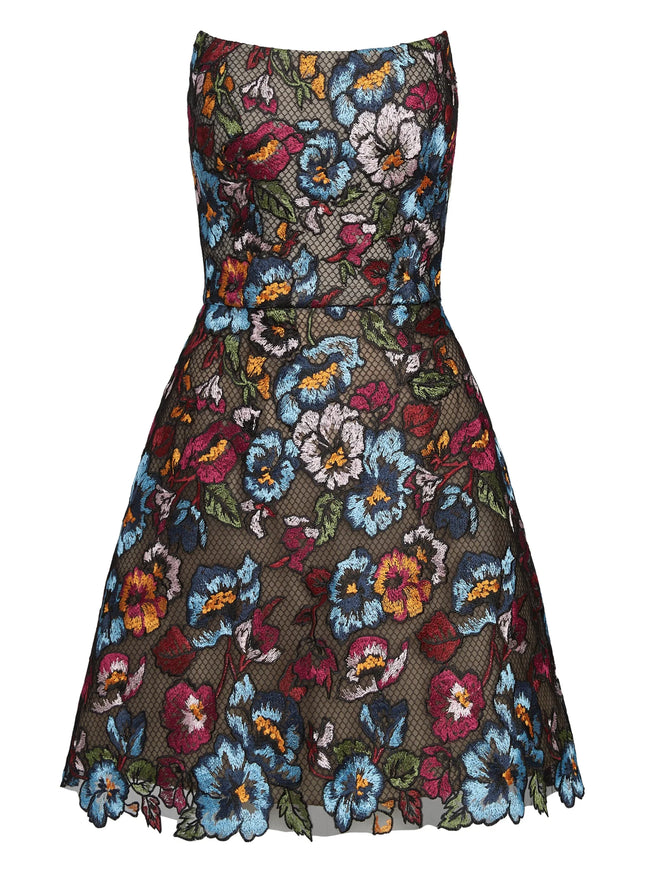 Anne Barge Duveen Floral Strapless Mini Dress