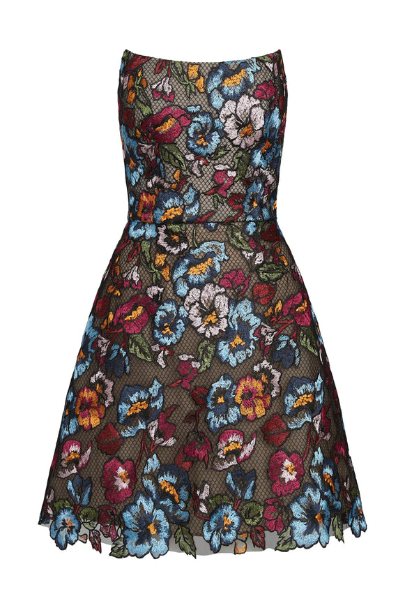 Anne Barge Duveen Floral Strapless Mini Dress