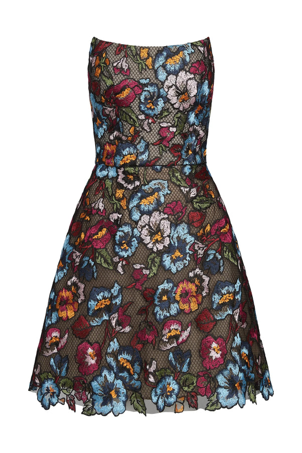 Anne Barge Duveen Floral Strapless Mini Dress