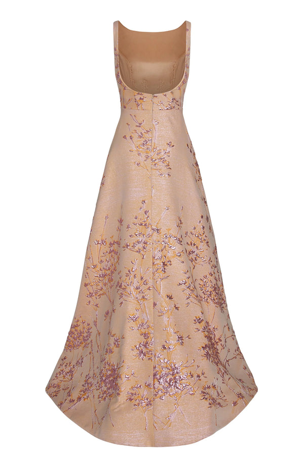 Anne Barge Luke Jacquard High-Low Gown
