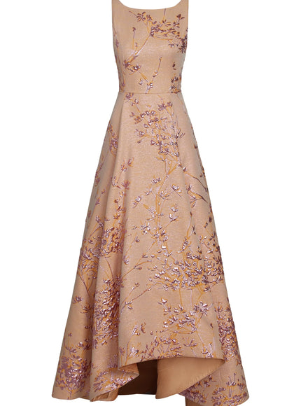 Anne Barge Luke Jacquard High-Low Gown