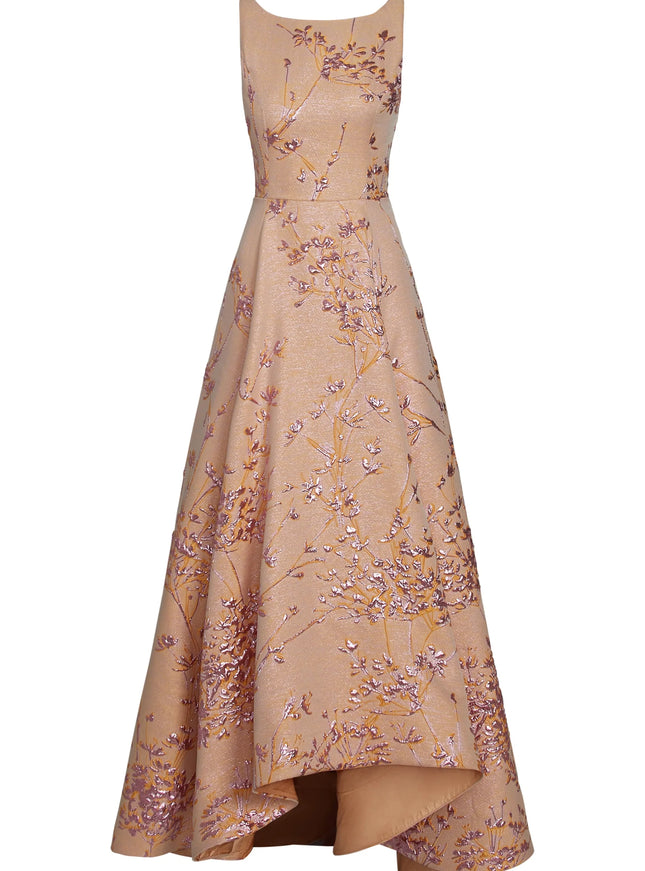 Anne Barge Luke Jacquard High-Low Gown
