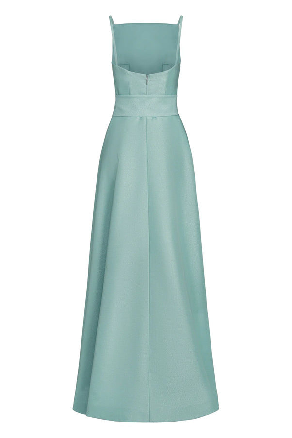 Anne Barge Mott Metallic Faille Pique Evening Gown