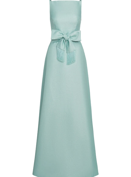 Anne Barge Mott Metallic Faille Pique Evening Gown