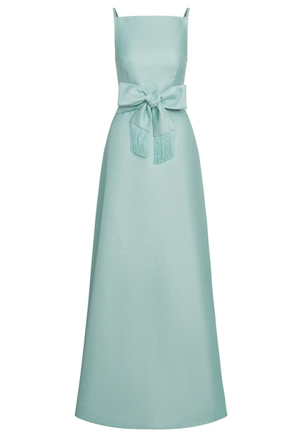 Anne Barge Mott Metallic Faille Pique Evening Gown
