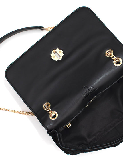 Gunas New York Broadway Black Vegan Shoulder Bag