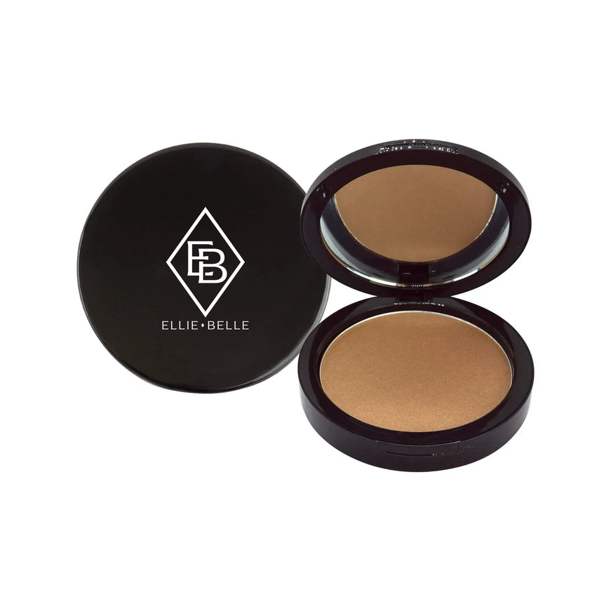 a compact foundation powder in a black container