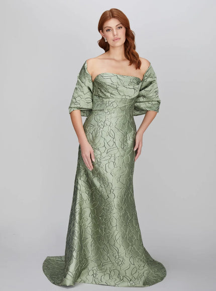 Anne Barge Leila Jacquard Strapless Trumpet Gown