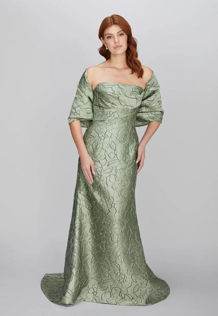 Anne Barge Leila Jacquard Strapless Trumpet Gown