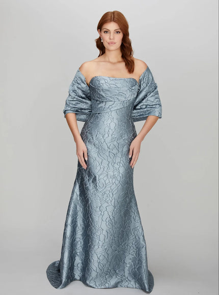 Anne Barge Leila Jacquard Strapless Trumpet Gown