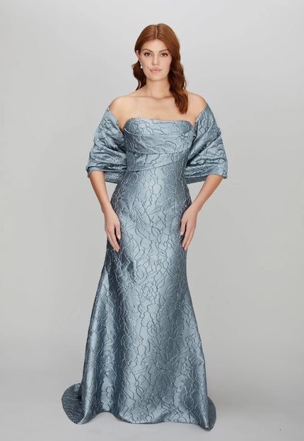 Anne Barge Leila Jacquard Strapless Trumpet Gown