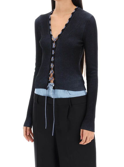 Dion Lee two-tone lace-up cardigan