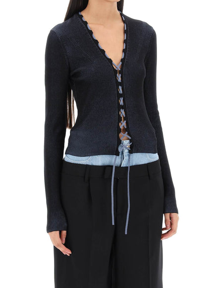 Dion Lee two-tone lace-up cardigan