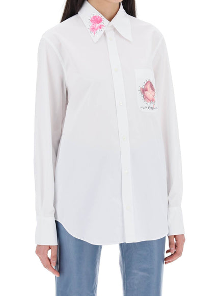 Marni "shirt with flower print patch and embroidered logo