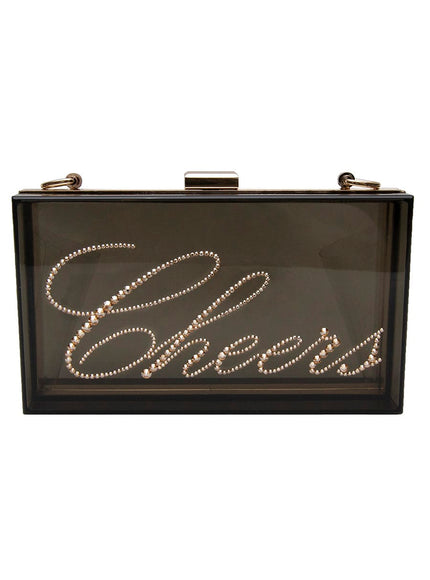 Irresistible Crystal "Cheers" Lucite Clutch