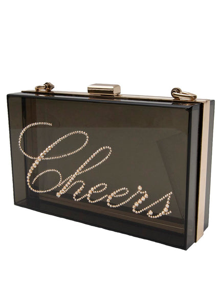 Irresistible Crystal "Cheers" Lucite Clutch