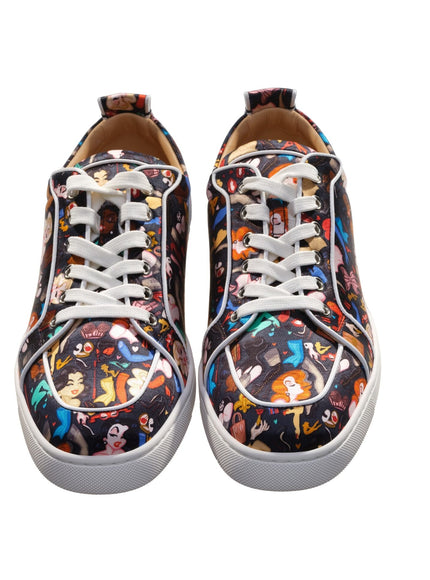 a pair of shoes with cartoon characters on them