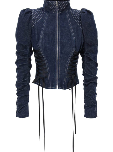 Dilara Findikoglu denim jacket with corset detailing