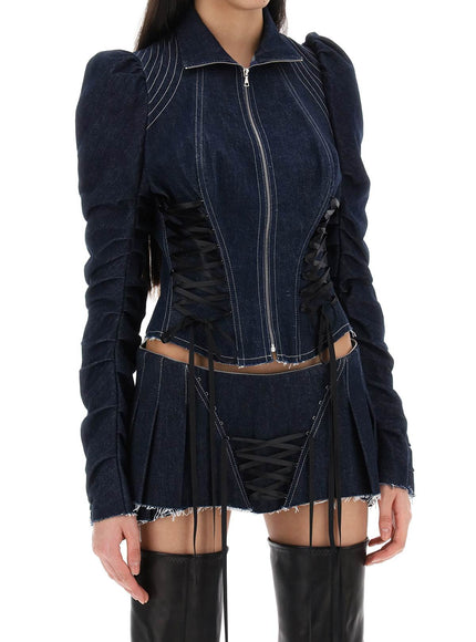 Dilara Findikoglu denim jacket with corset detailing