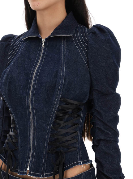 Dilara Findikoglu denim jacket with corset detailing