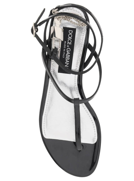 Dolce & Gabbana patent leather thong sandals with padlock