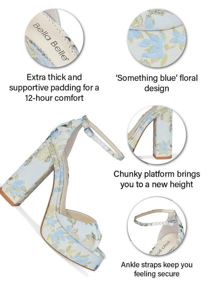 Bella Belle Catarina Blue Floral Platform Sandals