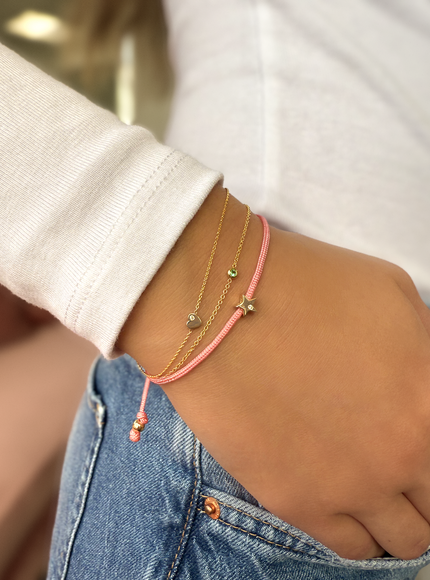 Zoe Lev Kids Heart with Diamond Fortune Bracelet