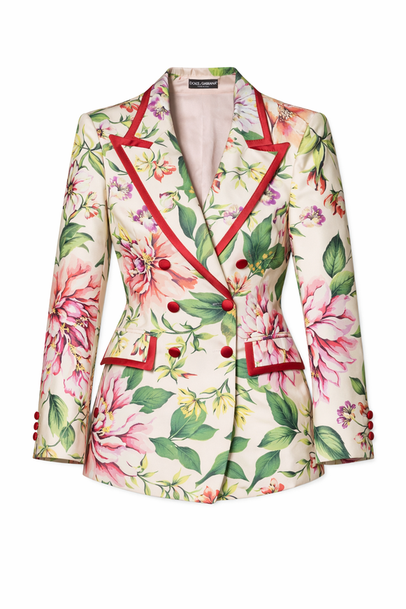 Dolce & Gabbana Floral Silk Double-Breasted Blazer