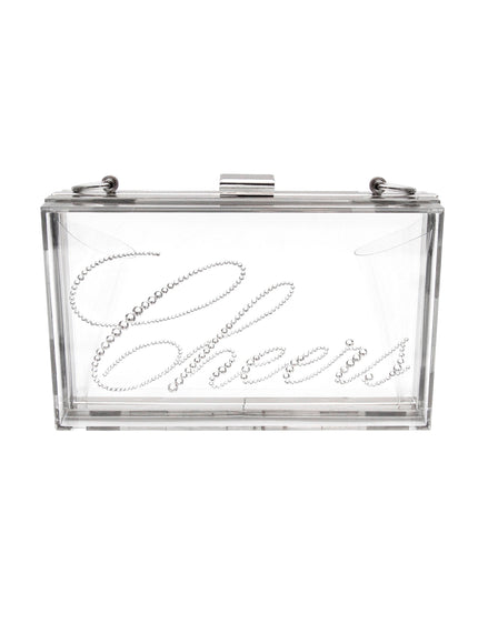 Ariel Taub Irresistible Crystal "Cheers" Lucite Clutch