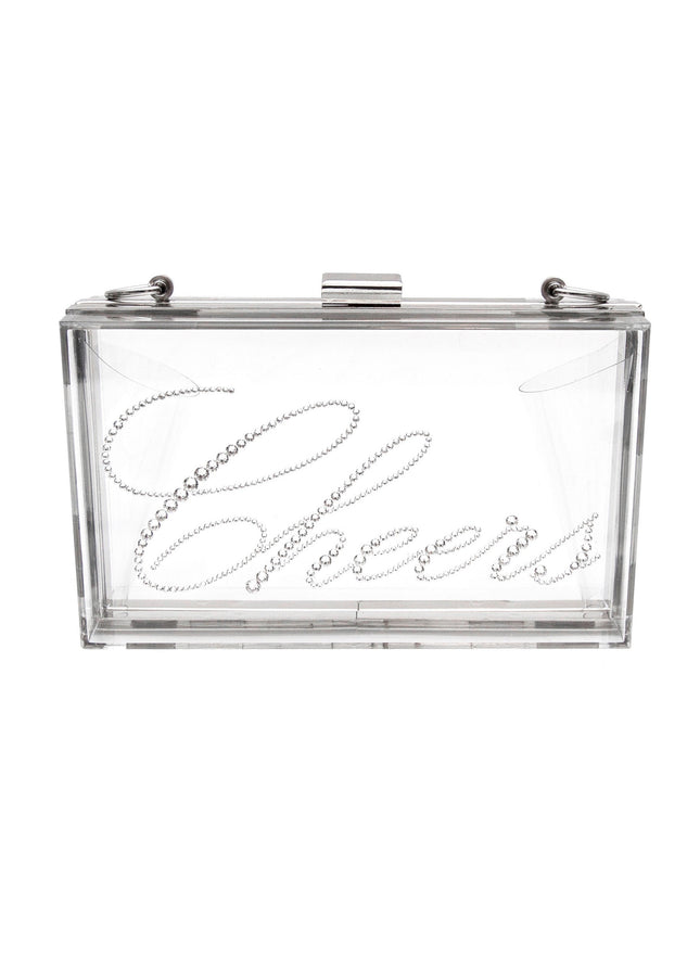 Ariel Taub Irresistible Crystal "Cheers" Lucite Clutch