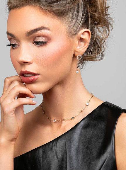 Presley CZ Crystal Charm Lariat Necklace