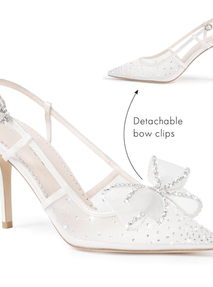 Bella Belle Chriselle Crystal Bow Mesh Slingback Heels