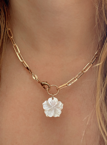 Chunky Pearl Hibiscus Necklace