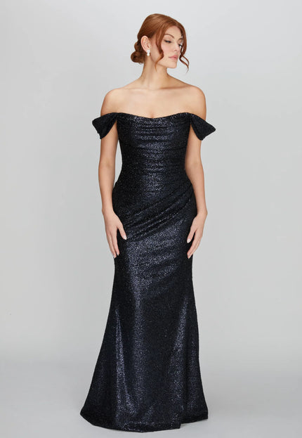 Anne Barge Cleo Draped Off the Shoulder Gown