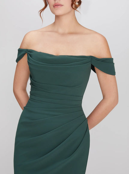 Anne Barge Cleo Draped Off the Shoulder Gown
