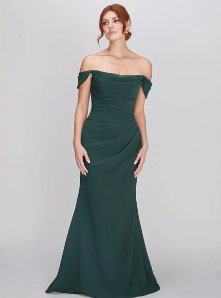 Anne Barge Cleo Draped Off the Shoulder Gown