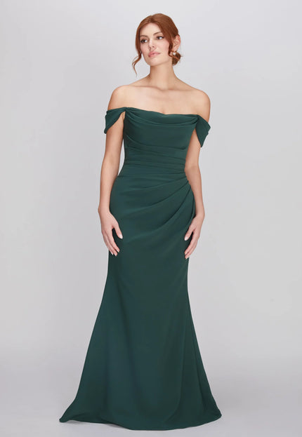 Anne Barge Cleo Draped Off the Shoulder Gown