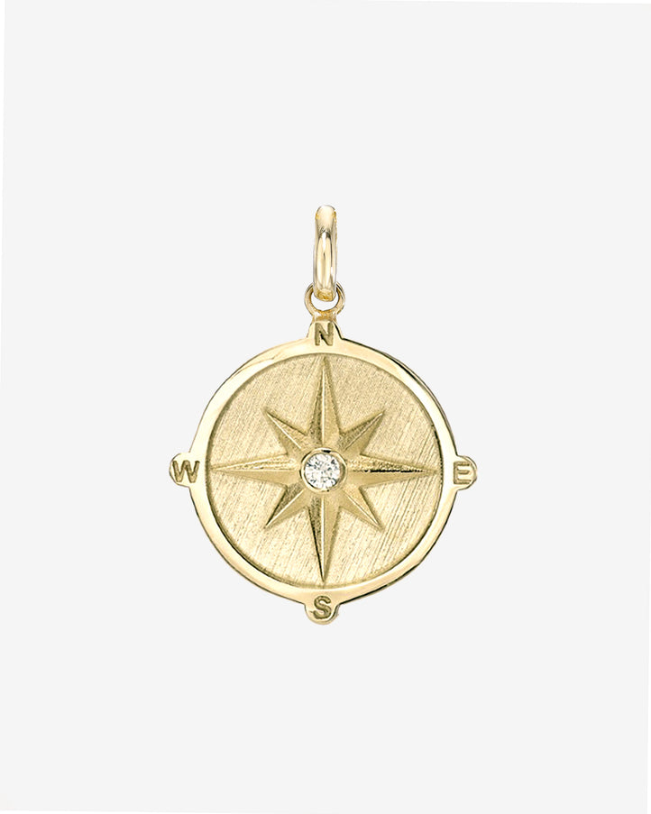 Zoe Lev 14K Gold Diamond Compass Medallion Pendant