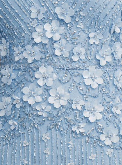 3D Floral Embellished Long Sleeve Gown | 28854