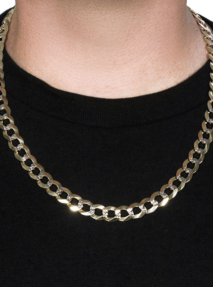 12.18 mm 14k Two Tone Gold Pave Curb Chain