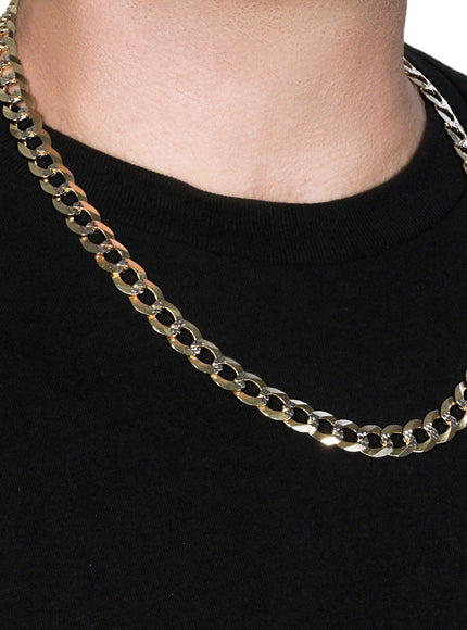 12.18 mm 14k Two Tone Gold Pave Curb Chain