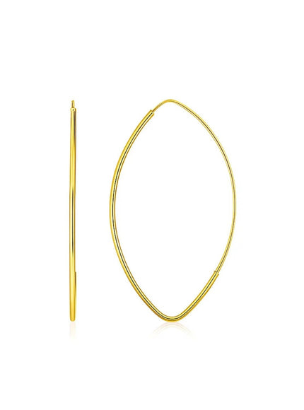 14k Yellow Gold Polished Long Marquise Motif Earrings