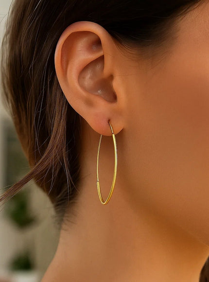 14k Yellow Gold Polished Long Marquise Motif Earrings